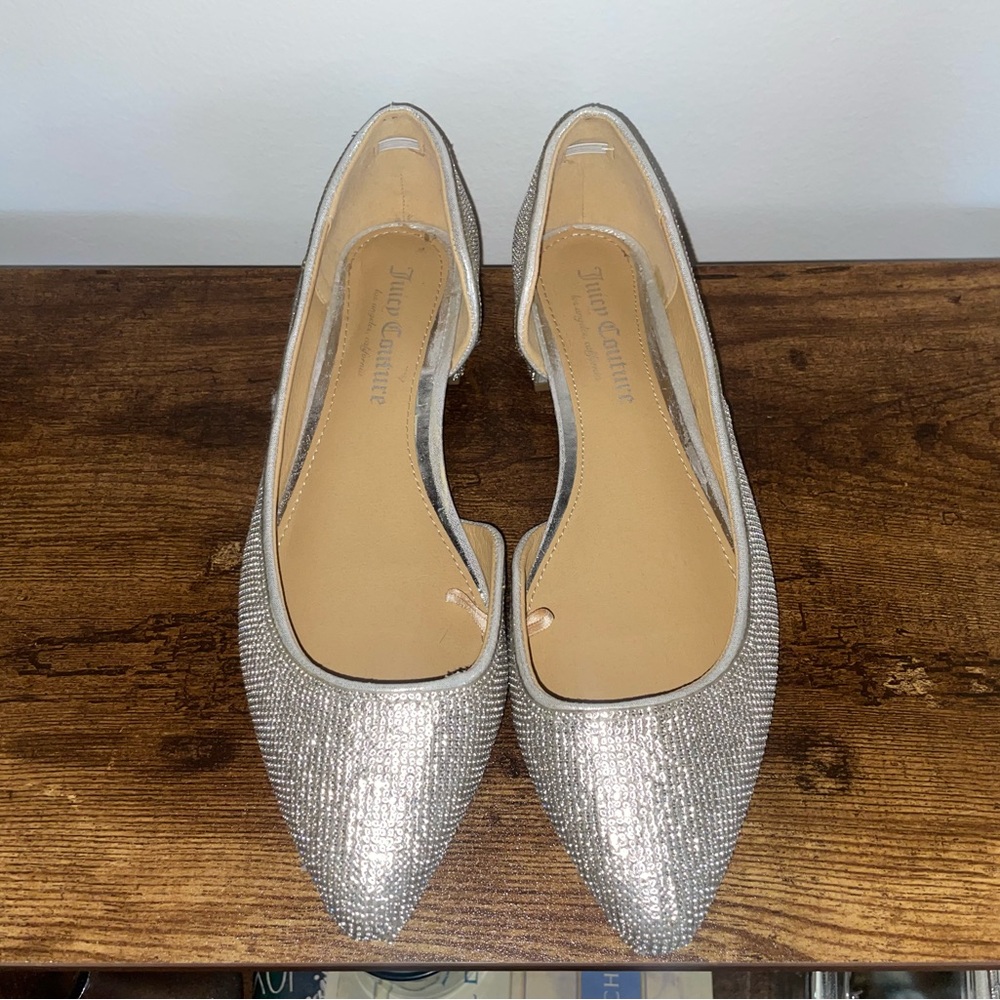 Juicy Couture Glittering Silver Flats